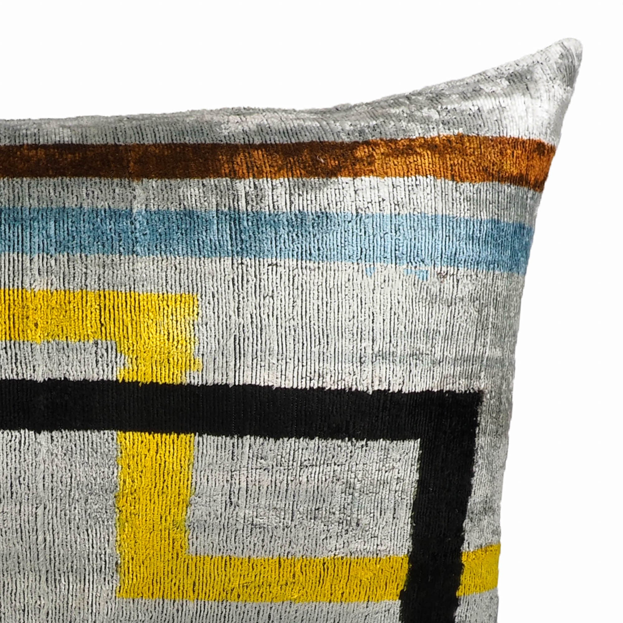 Olympia Silk Velvet Ikat Throw Pillow Cover 16 X 24