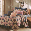 Virah Bella 3 Piece Queen Cabin Quilt Bedding Set - Mountain Cabin Red - Rustic Country Reversible Patchwork Comforter Set with Decorative Pillow Shams, Red/Tan