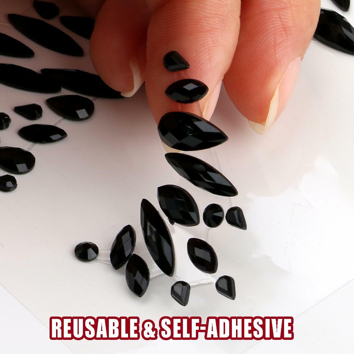 Bowitzki Face Jewels Halloween Rhinestone Stickers Self Adhesive Crystal B