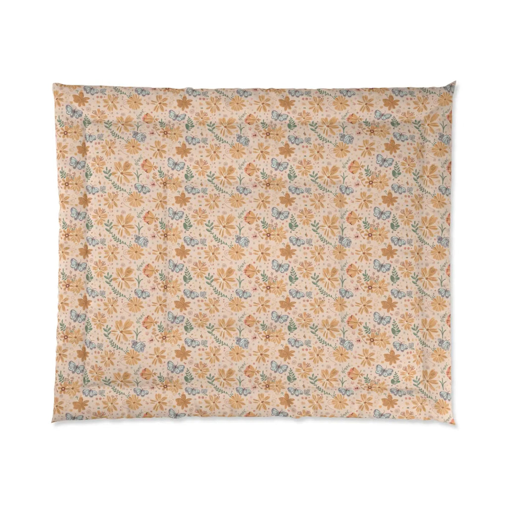 Cozy Butterfly Floral Comforter - Orange Pattern - DipaliZ