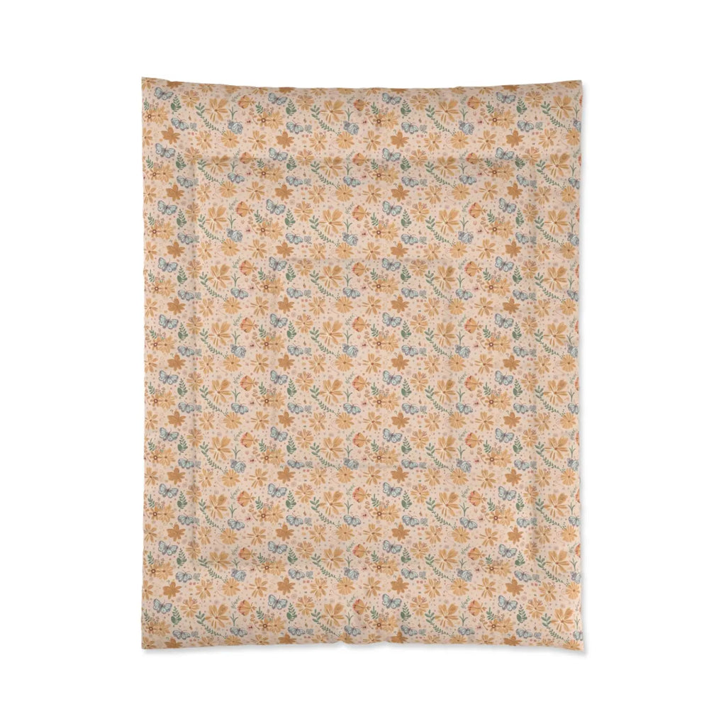 Cozy Butterfly Floral Comforter - Orange Pattern - DipaliZ