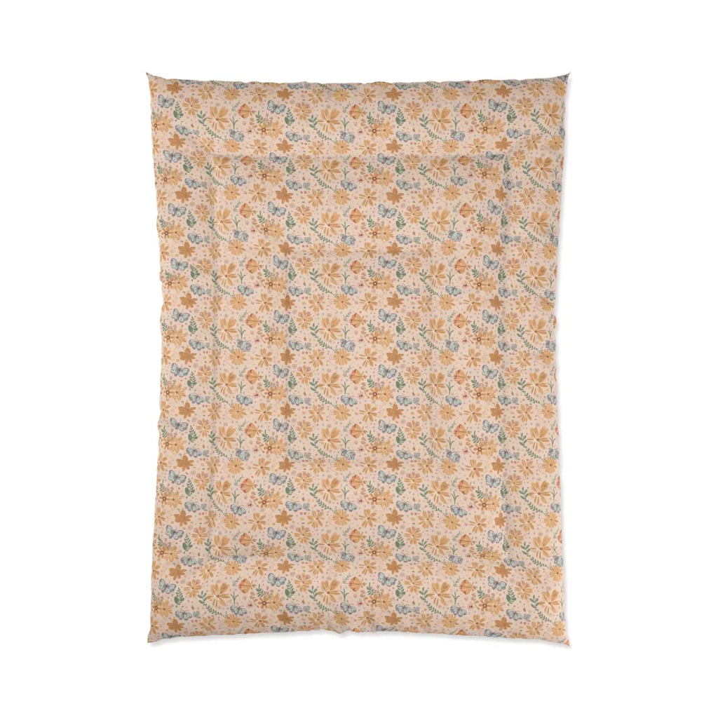 Cozy Butterfly Floral Comforter - Orange Pattern - DipaliZ