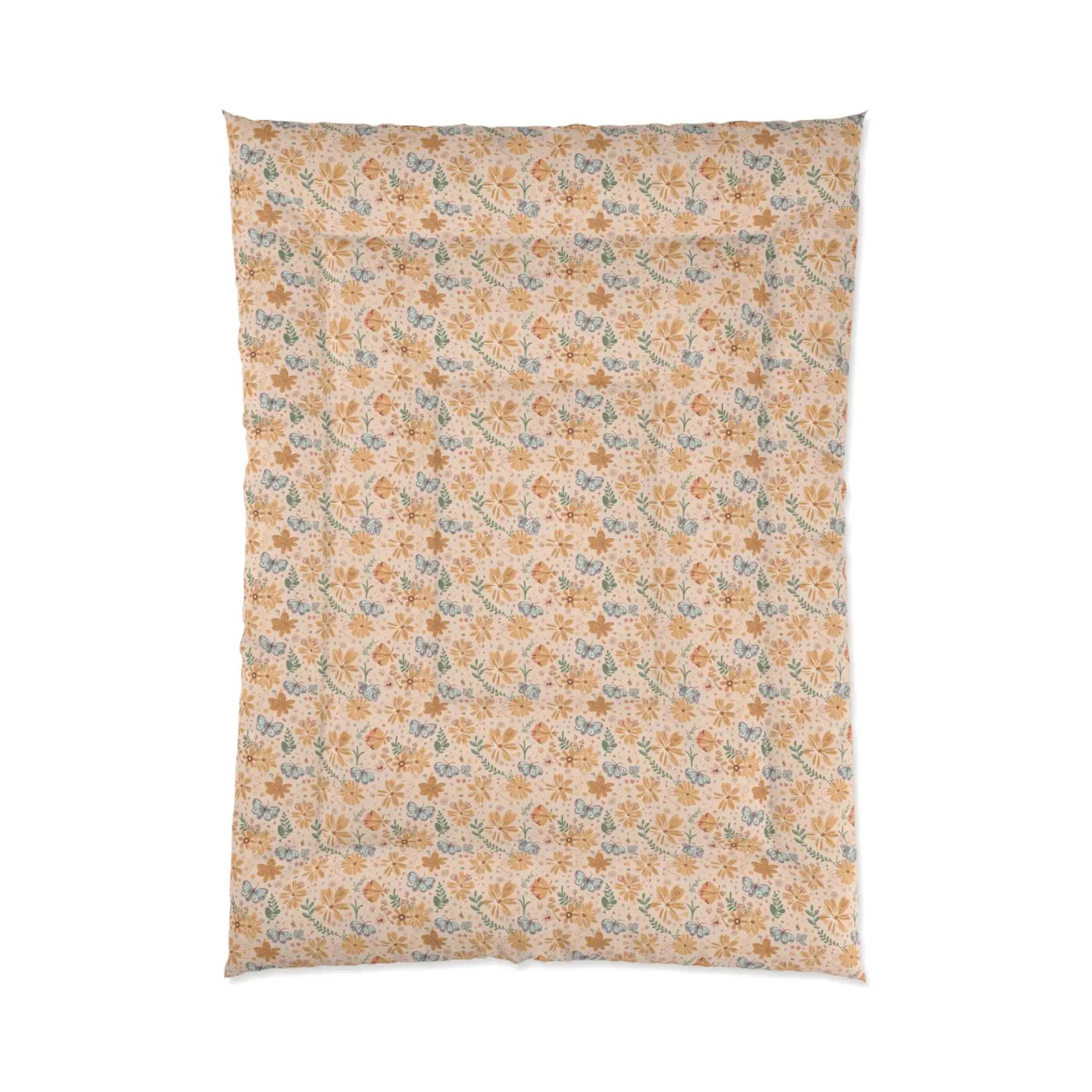 Cozy Butterfly Floral Comforter - Orange Pattern - DipaliZ
