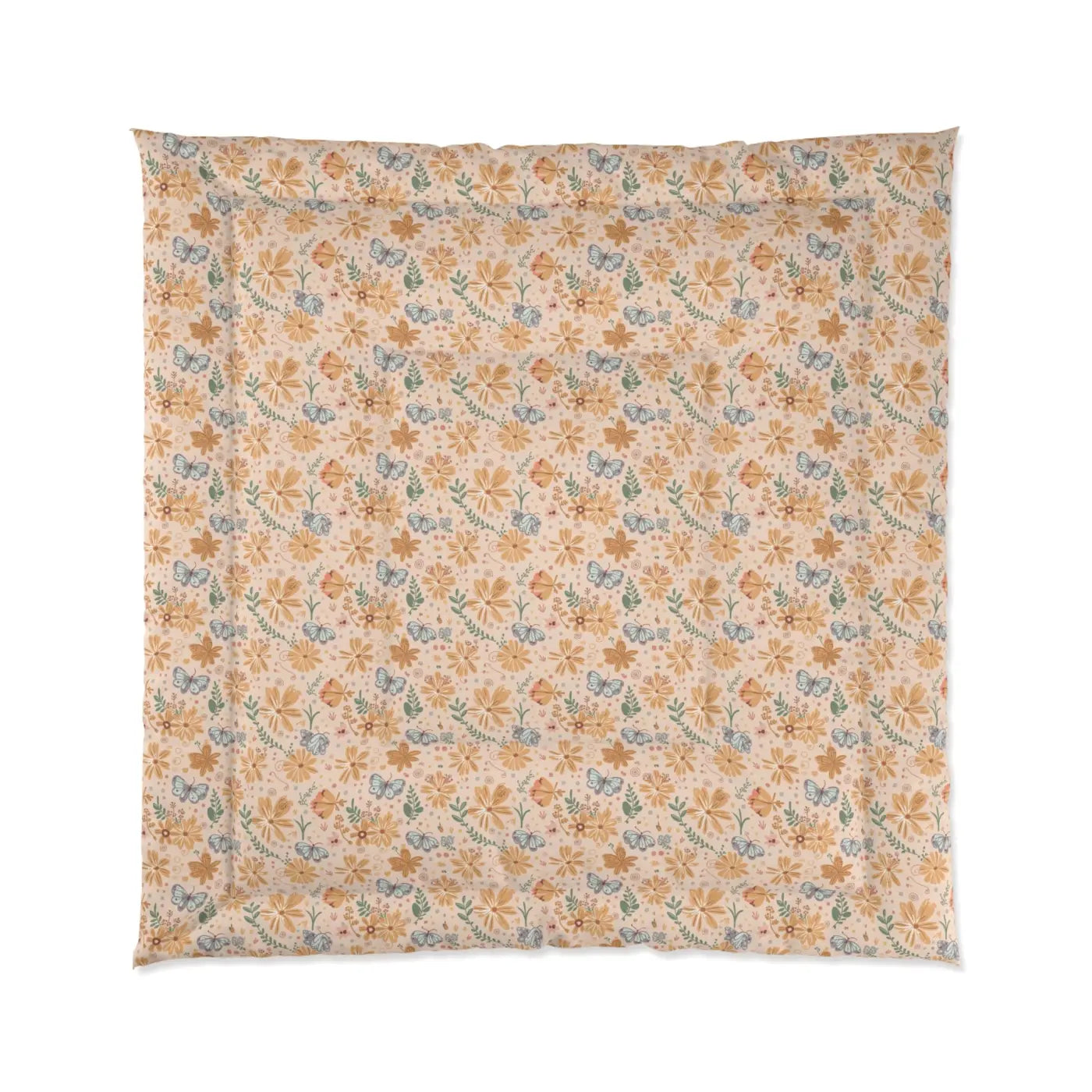 Cozy Butterfly Floral Comforter - Orange Pattern - DipaliZ