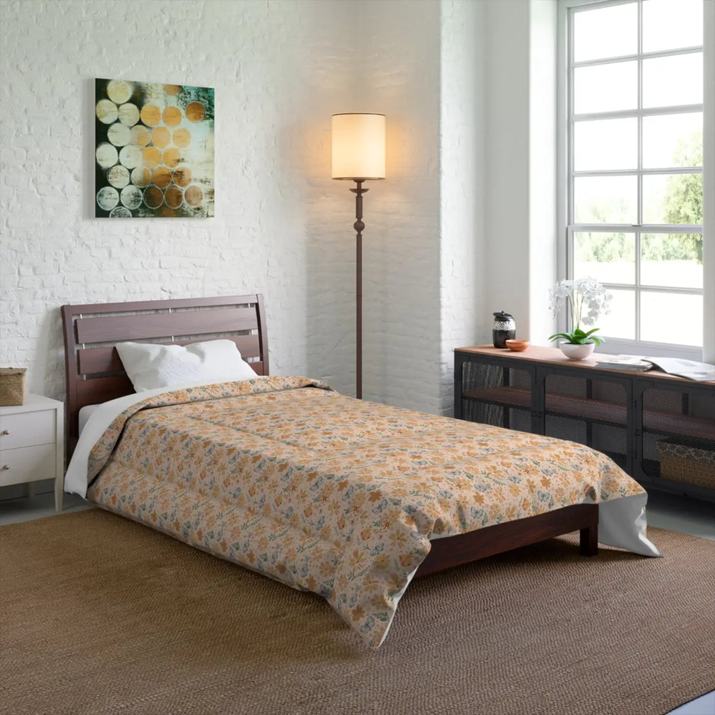 Cozy Orange Butterfly Floral Comforter - DipaliZ
