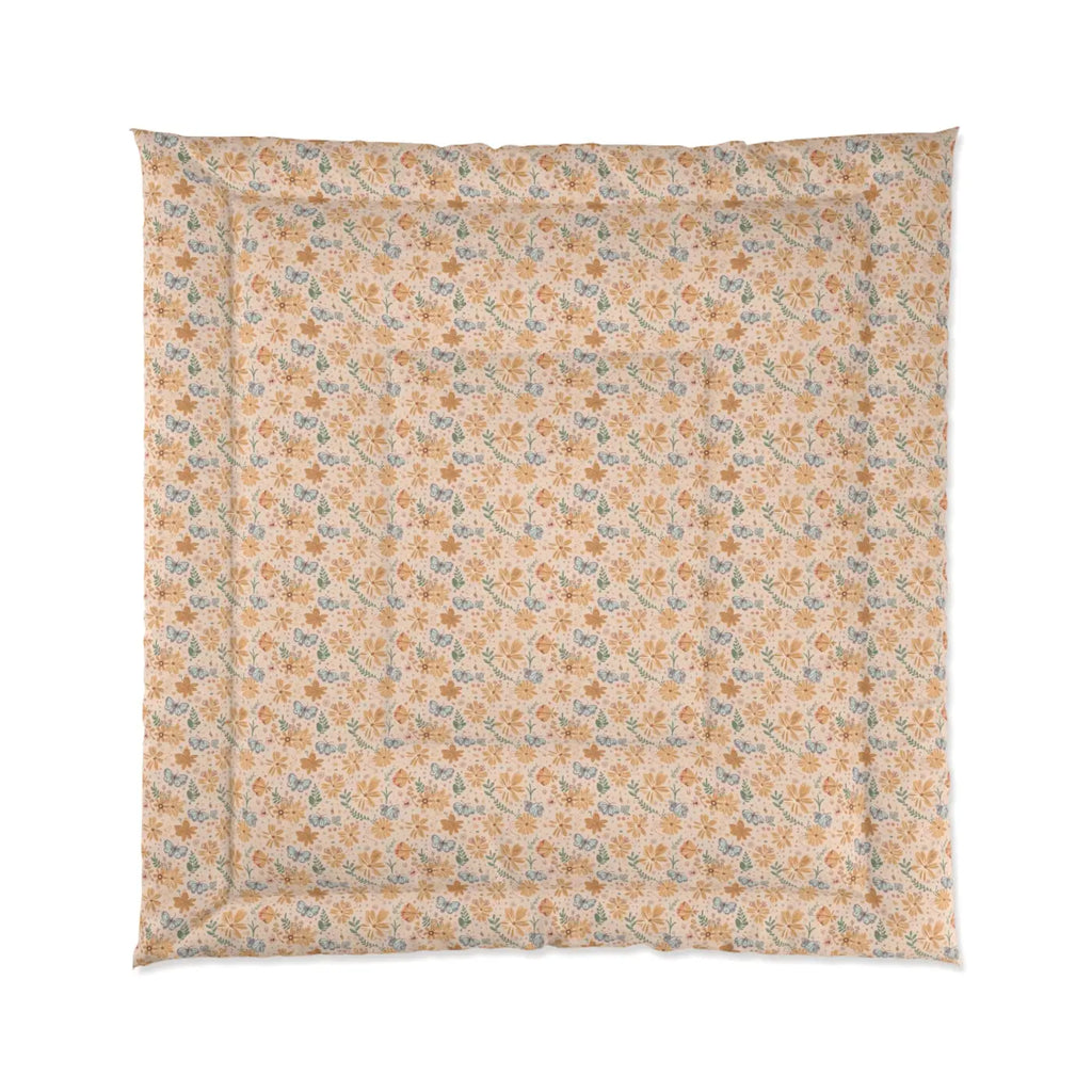 Cozy Orange Butterfly Floral Comforter - DipaliZ