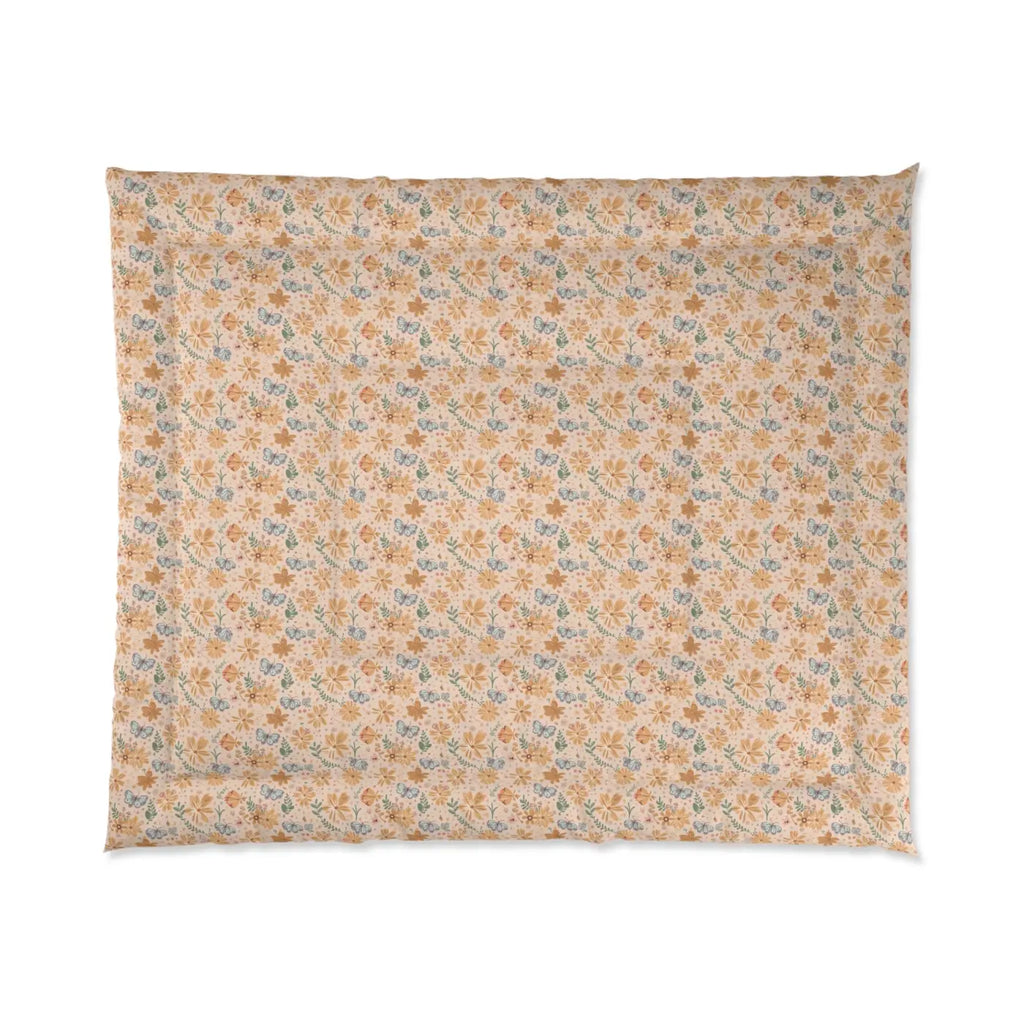 Cozy Orange Butterfly Floral Comforter - DipaliZ