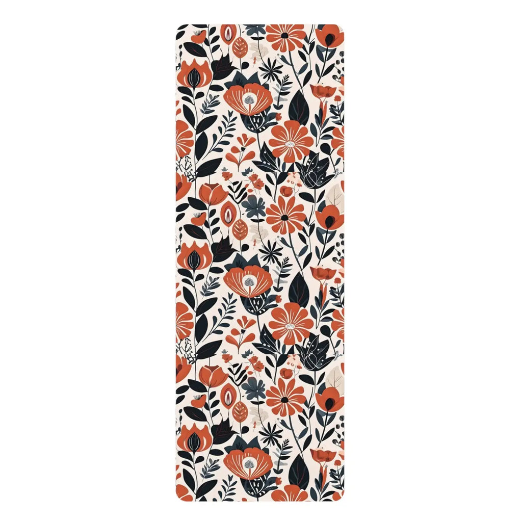 Vibrant Orange Flowers Yoga Mat - Rubber Suede - Dipaliz