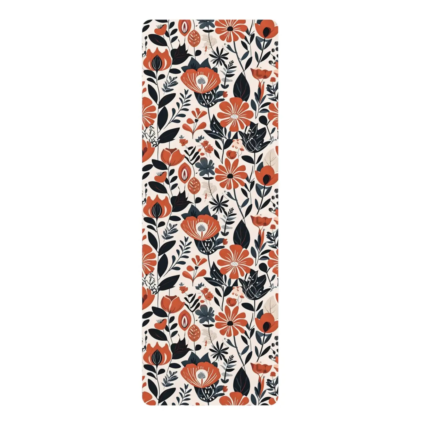 Vibrant Orange Flowers Yoga Mat - Rubber Suede - Dipaliz