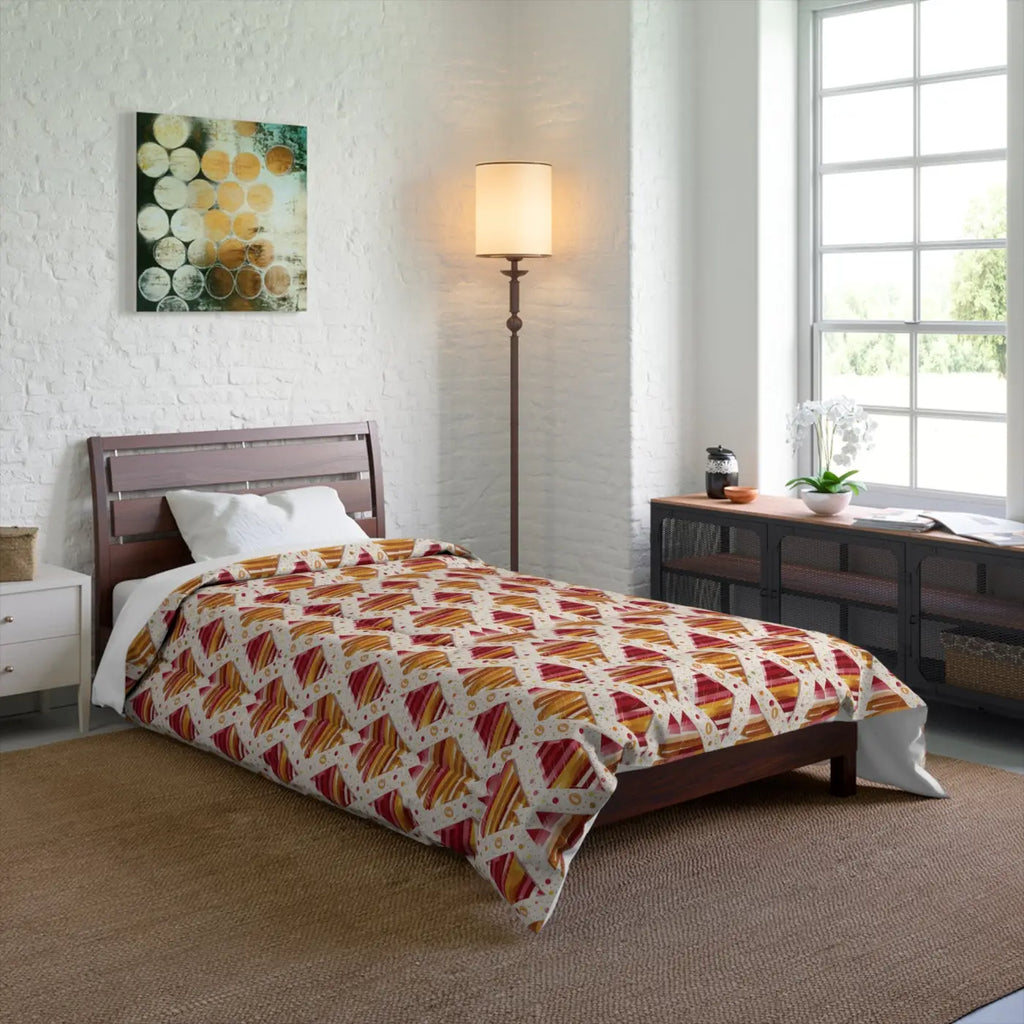 Plush Orange Geometric Pattern Comforter - Polyester - DipaliZ