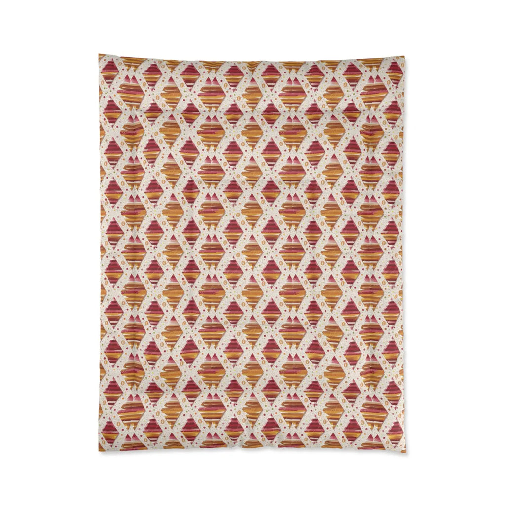 Plush Orange Geometric Pattern Comforter - Polyester - DipaliZ