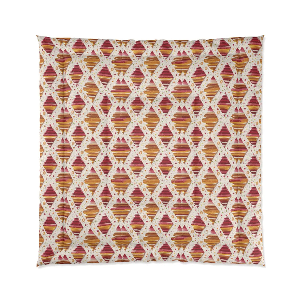 Plush Orange Geometric Pattern Comforter - Polyester - DipaliZ