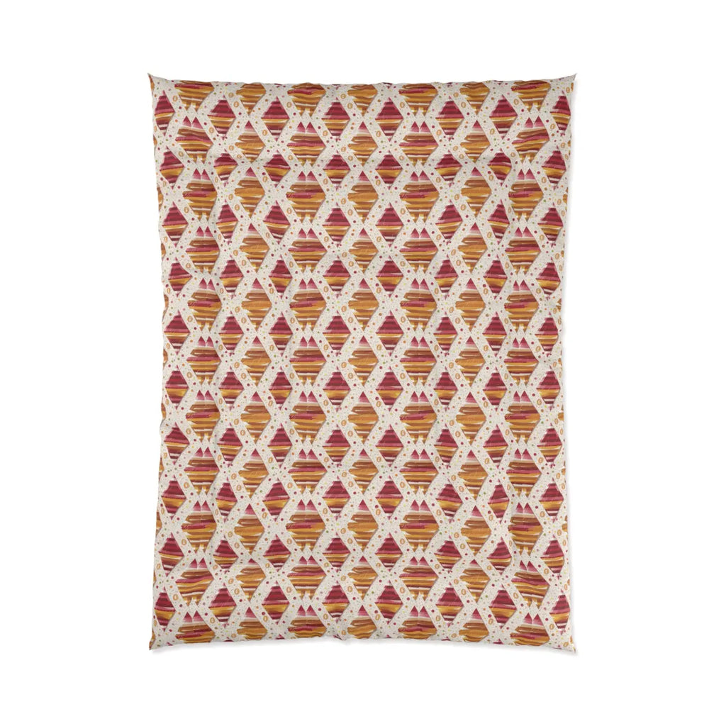 Plush Orange Geometric Pattern Comforter - Polyester - DipaliZ