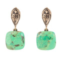 Ornate Lime Green Turquoise Golden Post Top Earrings