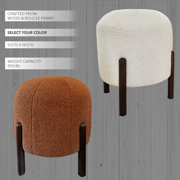 Steal #7: Plush Boucle Drum Ottoman, Choose Your Color