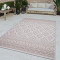 Outdoor Rug for Patio or Balcony Modern flatweave Boho Trellis in Cream Beige