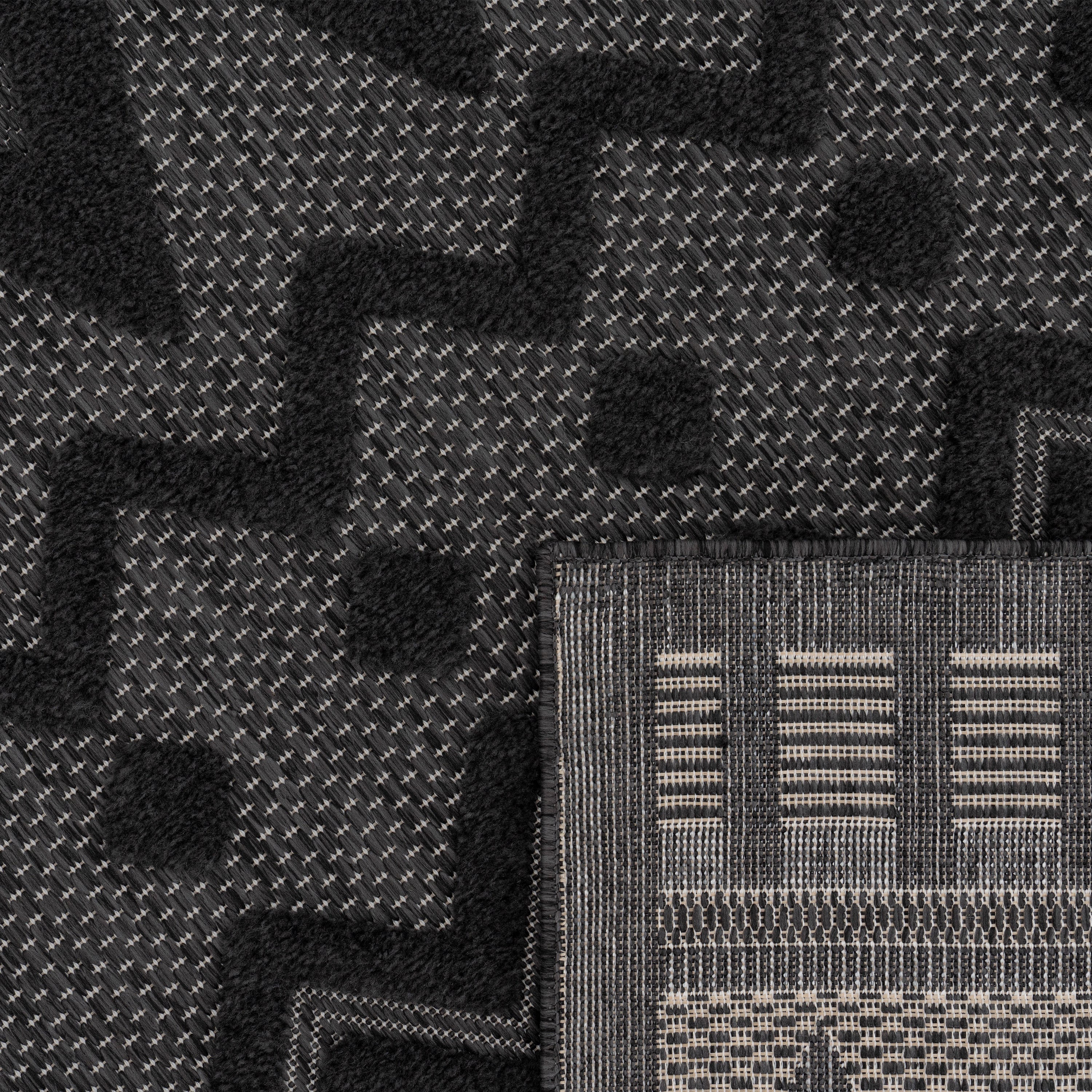 Indoor Outdoor Rug Livorno Geometric Trellis Pattern In Anthracite