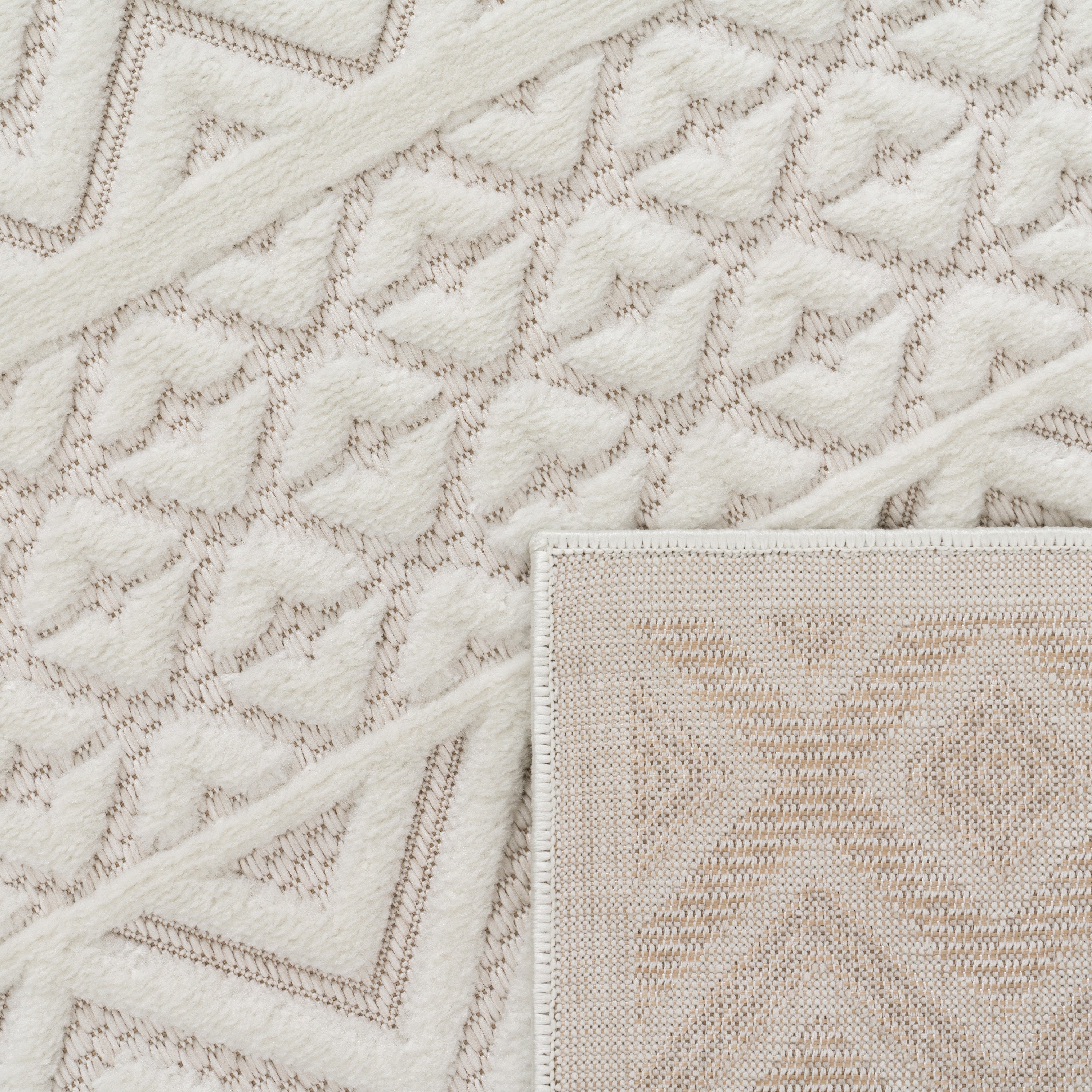 Indoor Outdoor Rug Livorno Boho High-Low Pattern In Cream
