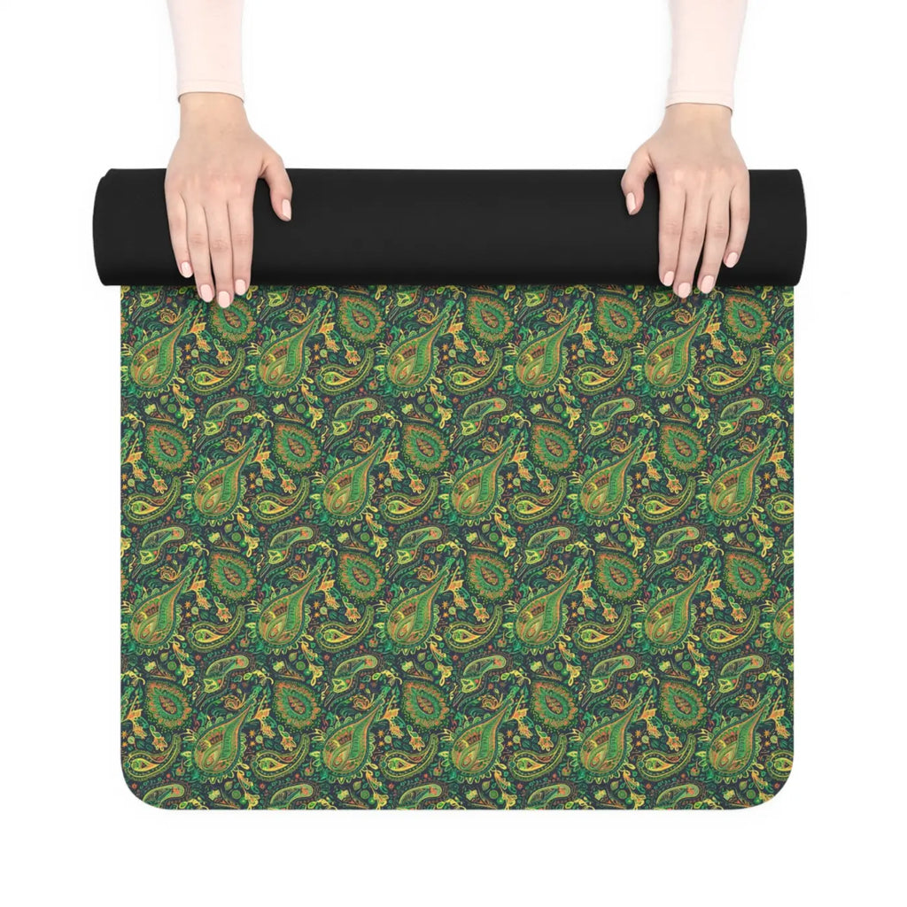 Paisley Rubber Yoga Mat - Non Slip Microfiber - Dipaliz