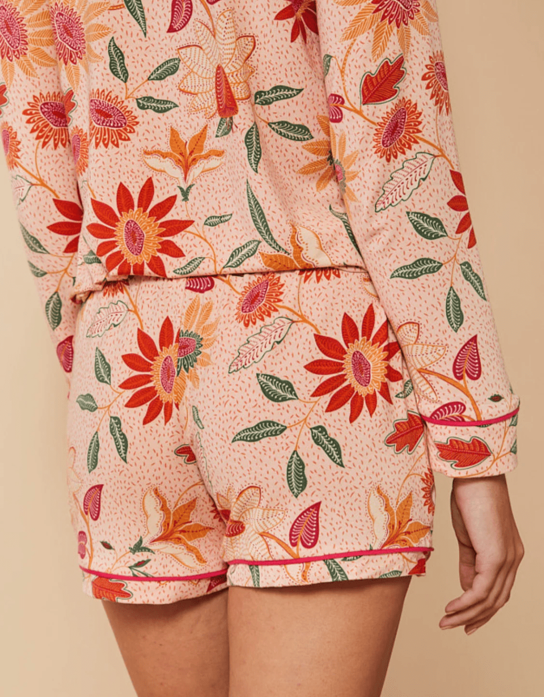 Pajama Short Botanic Garden Boho Floral Peach