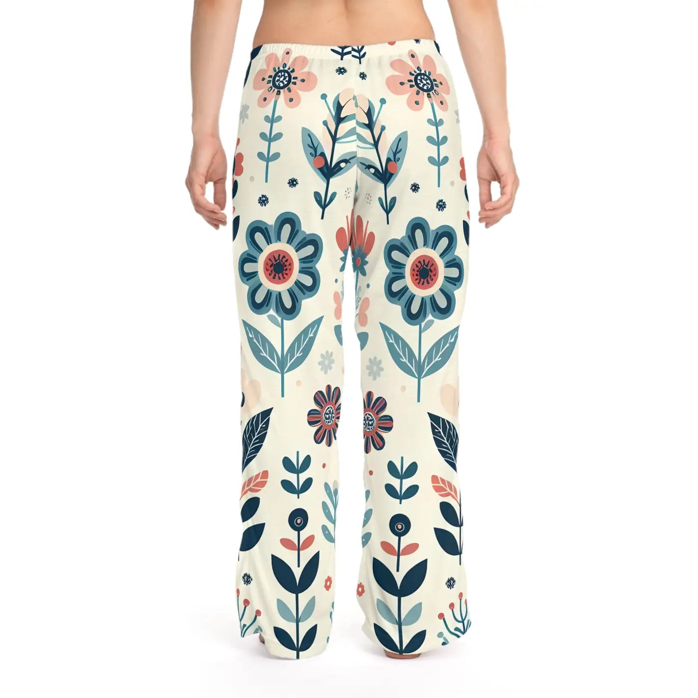 Pastel Floral Pajama Pants - Polyester Jersey Knit - DipaliZ