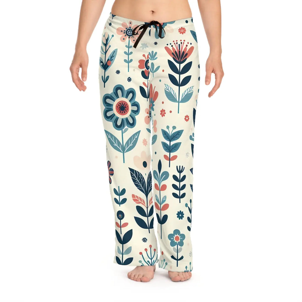 Pastel Floral Pajama Pants - Polyester Jersey Knit - DipaliZ