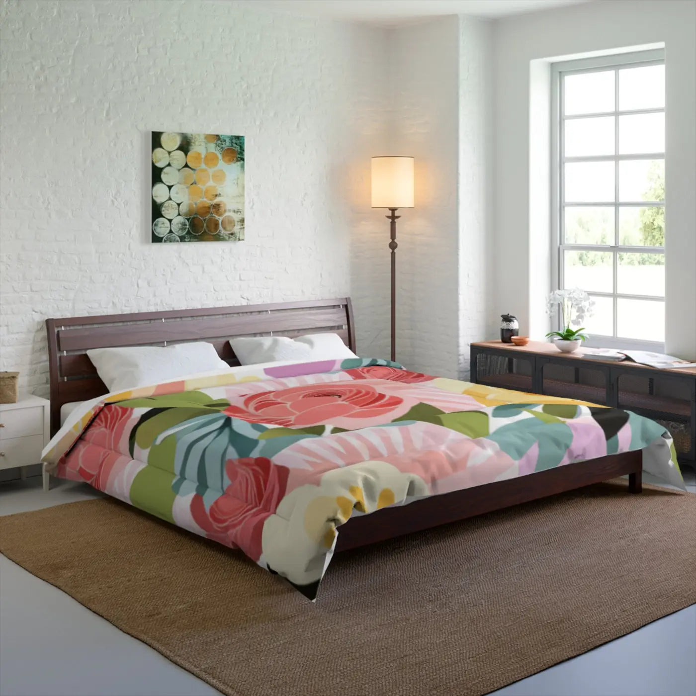 Cozy Pastel Flowers Pattern Comforter - DipaliZ
