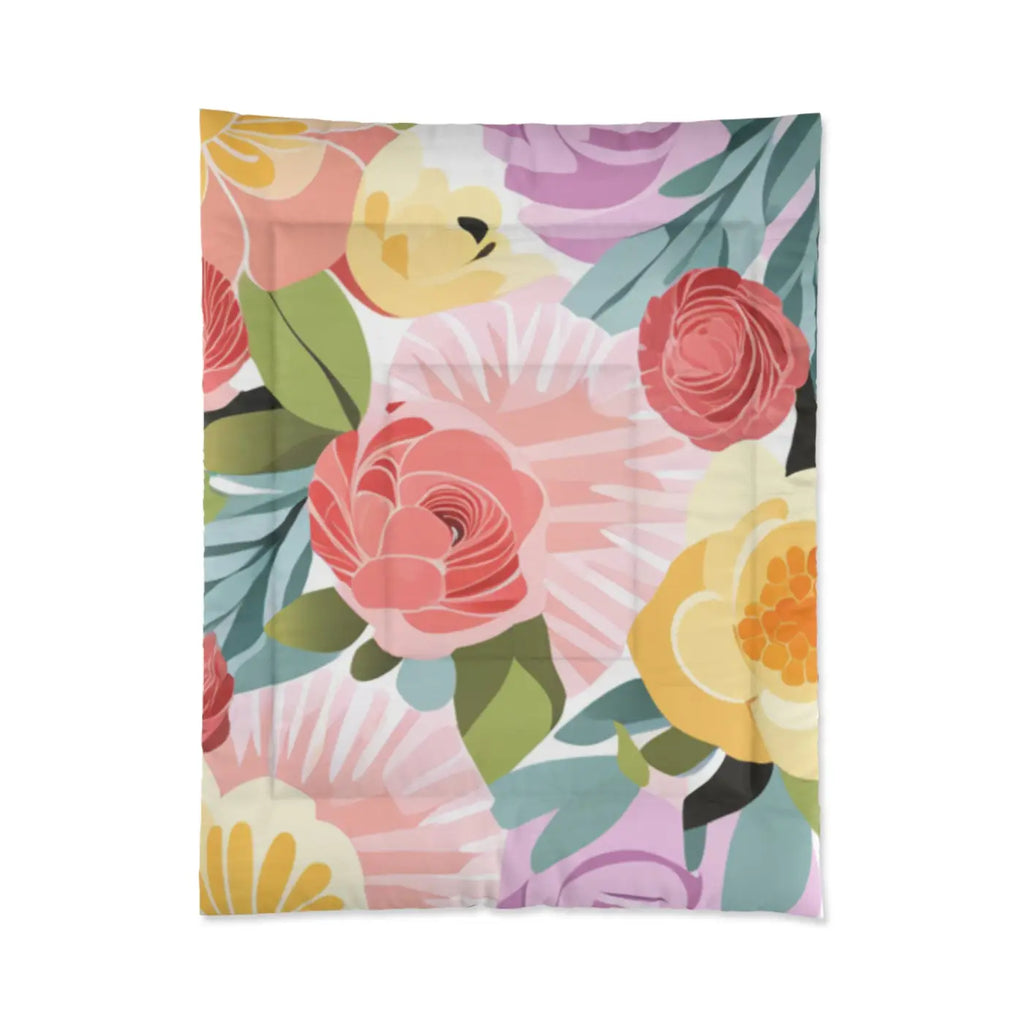 Cozy Pastel Flowers Pattern Comforter - DipaliZ