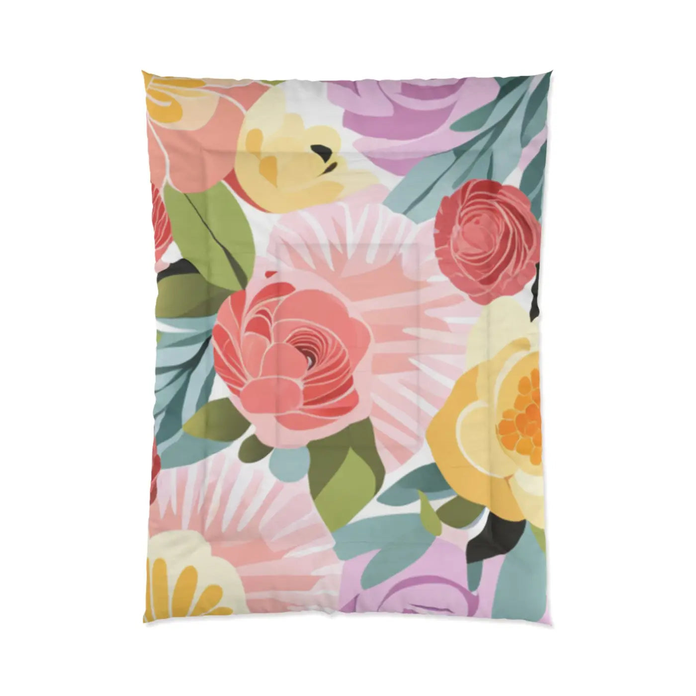 Cozy Pastel Flowers Pattern Comforter - DipaliZ