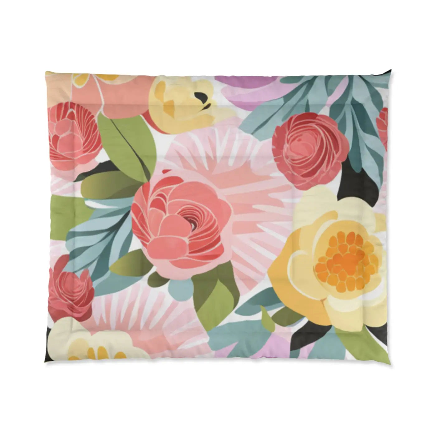 Cozy Pastel Flowers Pattern Comforter - DipaliZ
