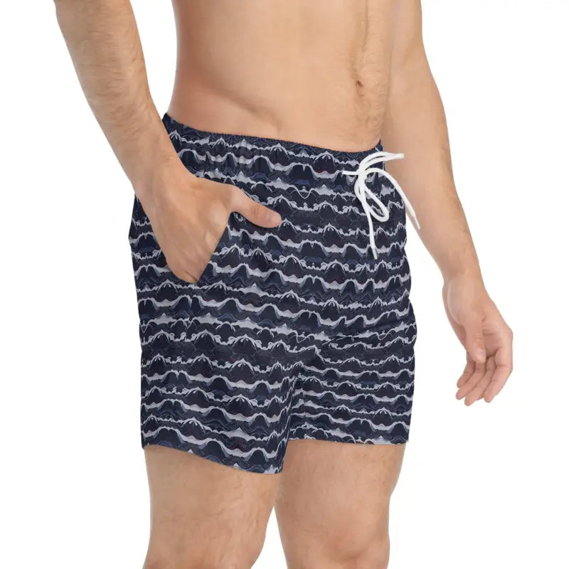 Ocean State Styles Swim Trunks Nautical Wave Patterned Mens