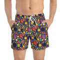 Ocean State Styles Patterned Mens Swim Trunks Drawstring