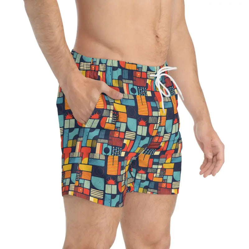 Ocean State Styles Swim Trunks Geometric Design Polyester