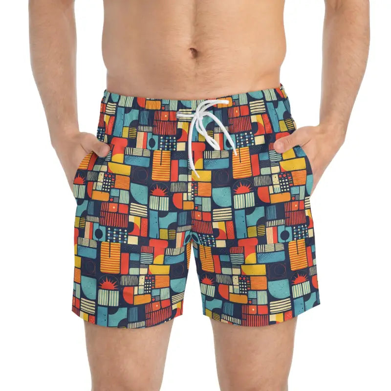 Ocean State Styles Swim Trunks Geometric Design Polyester