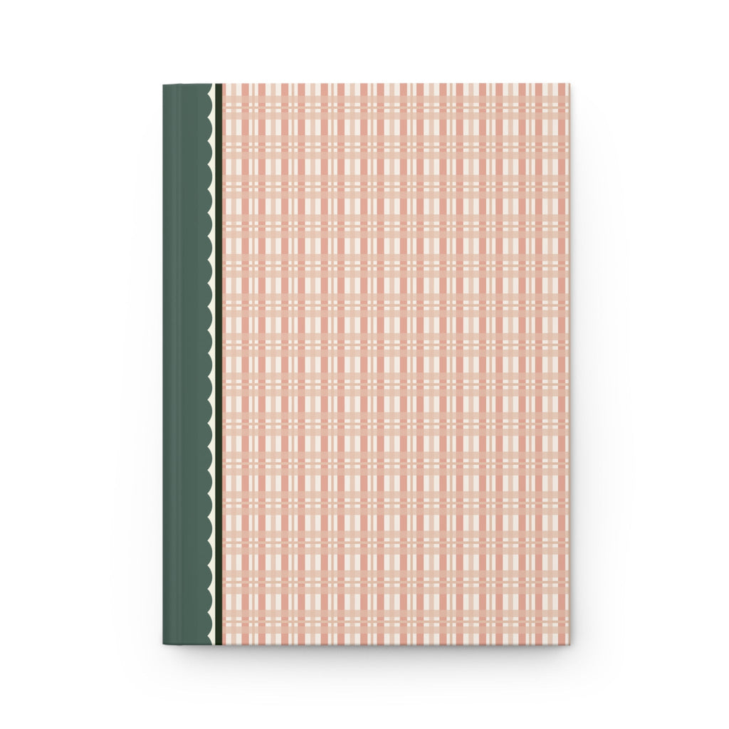 Peach Plaid Notebook with Hearts