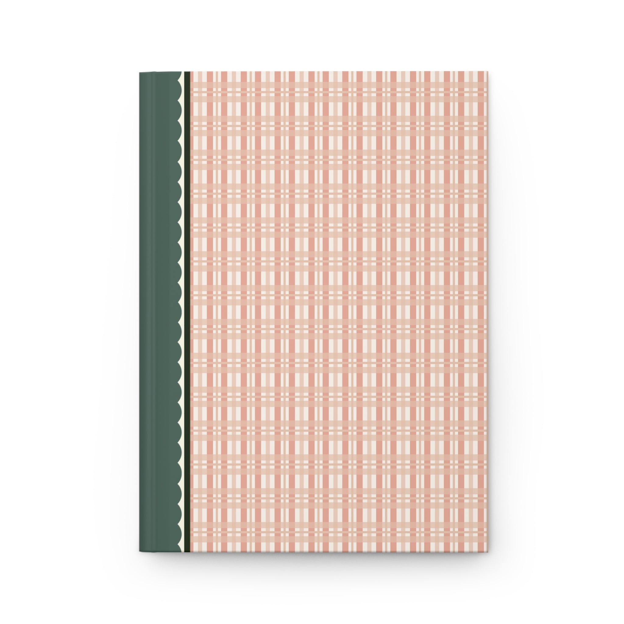 Peach Plaid Notebook with Hearts