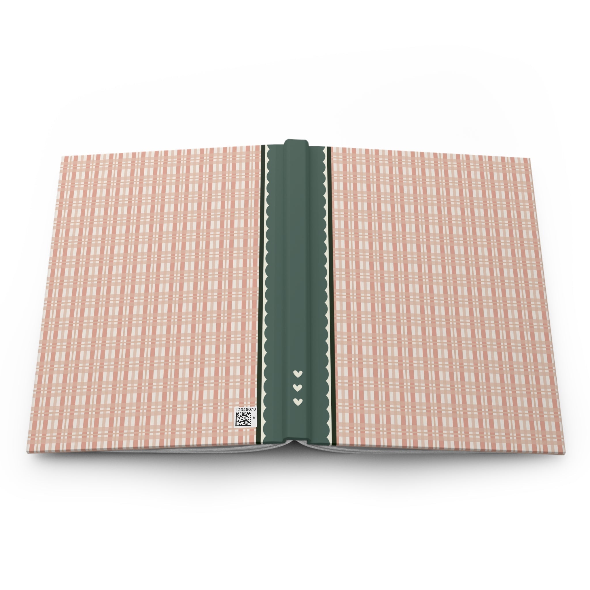 Peach Plaid Notebook with Hearts