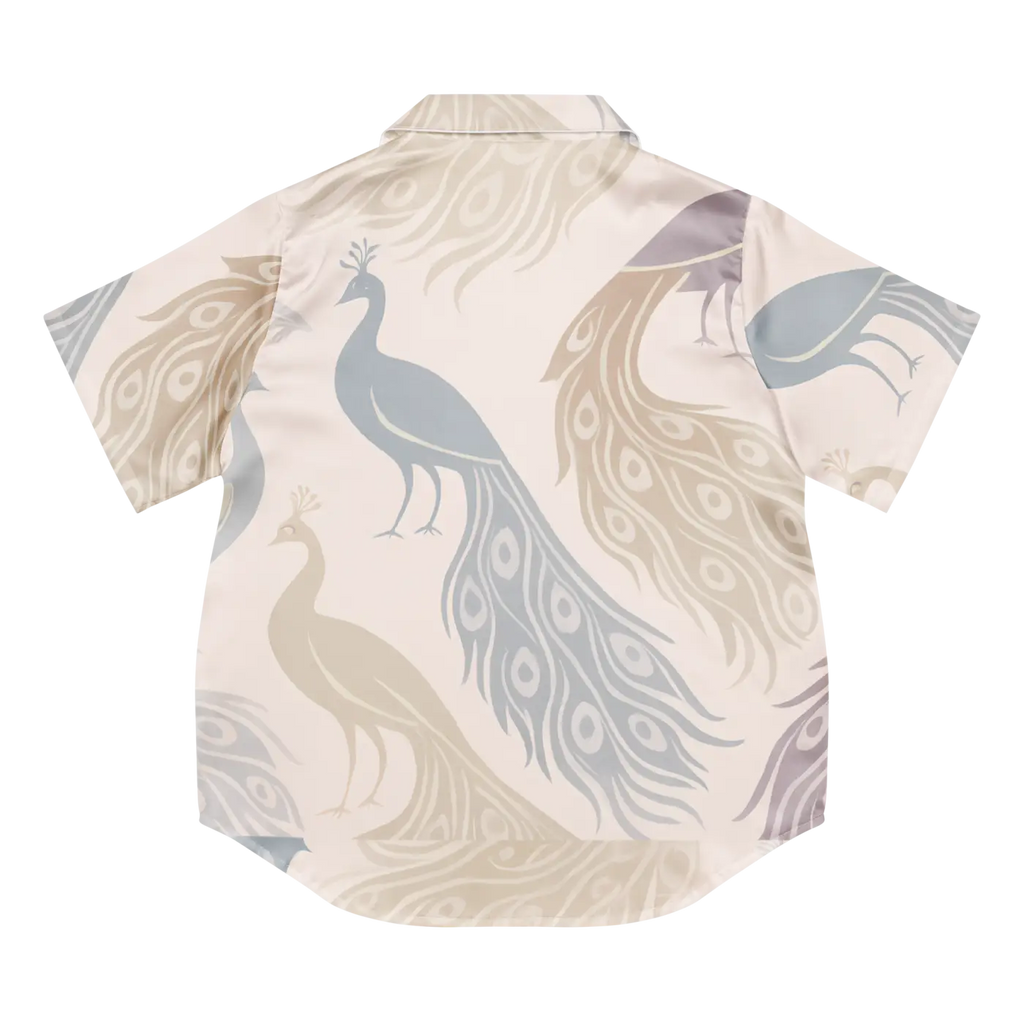 Peacock Bird Print Pajama Top - Soft Satin - DipaliZ