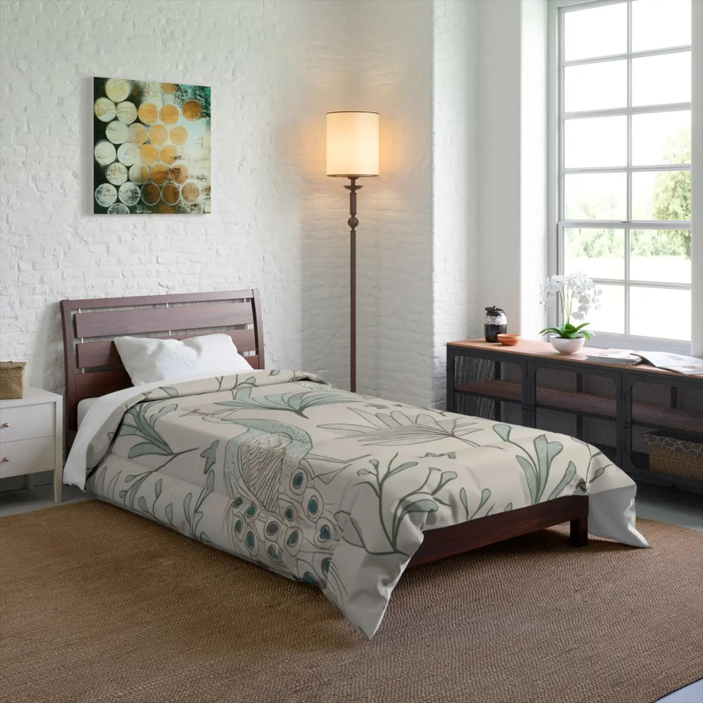 Elegant Peacock Comforter - One Sided Print - DipaliZ