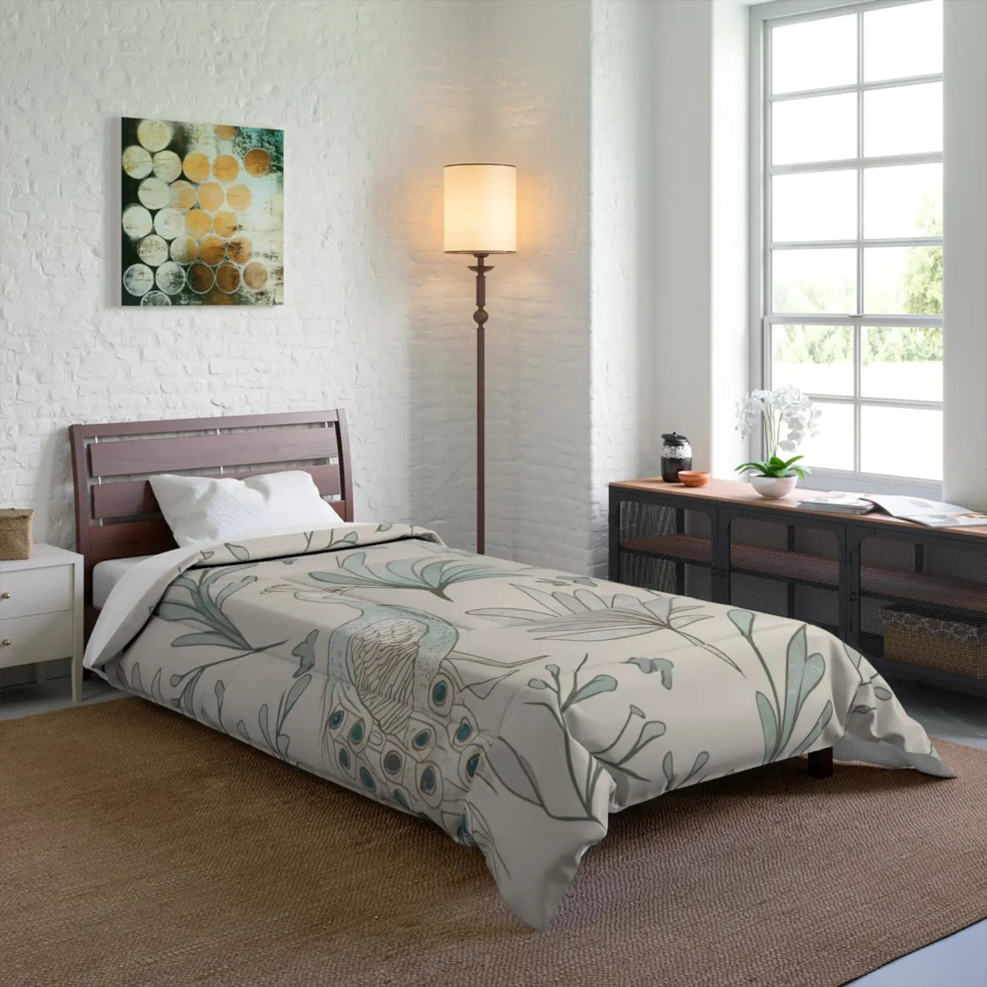 Elegant Peacock Comforter - One Sided Print - DipaliZ