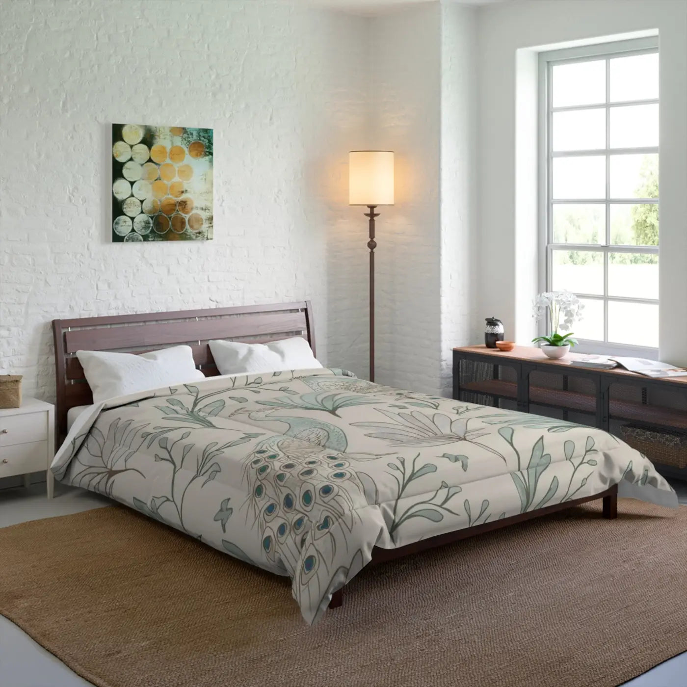 Elegant Peacock Comforter - One Sided Print - DipaliZ