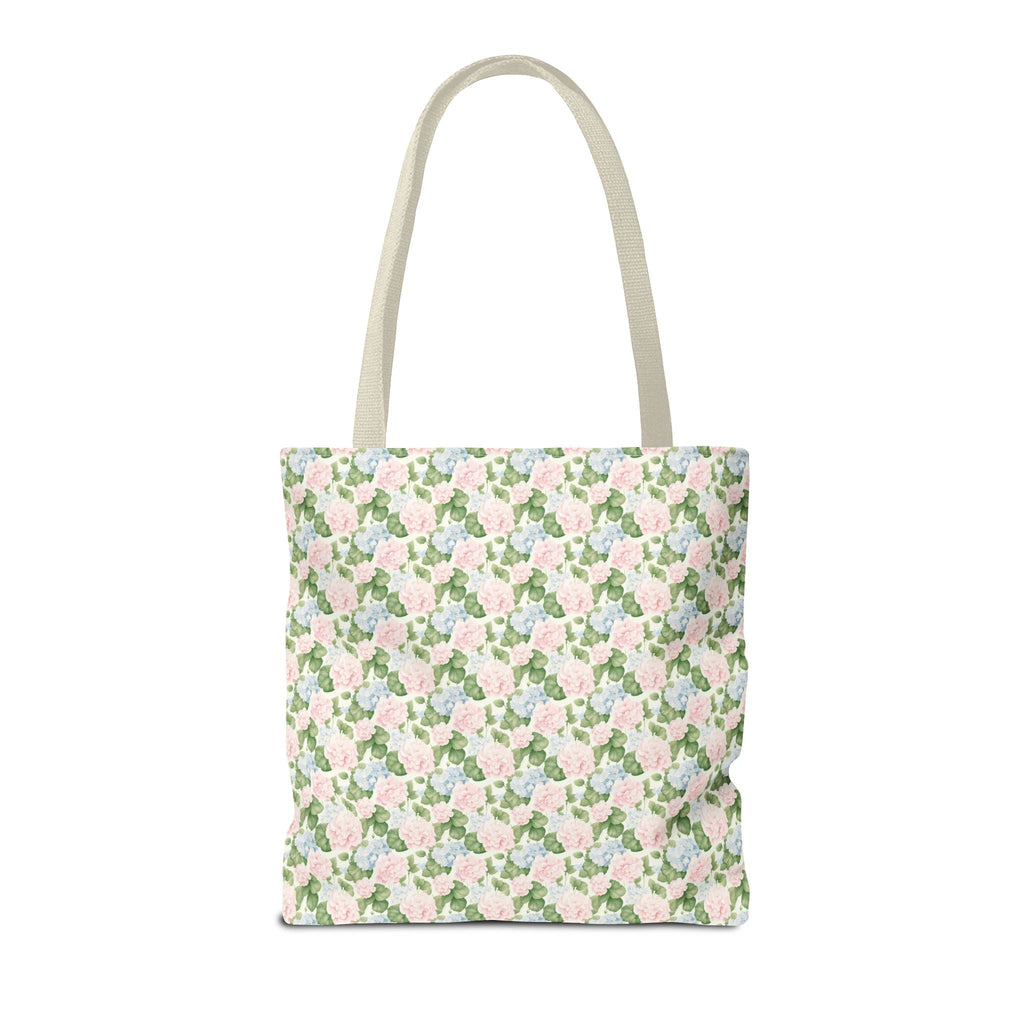 Peppy Initial Tote Bag with Initial and Cute Bow, Boho Hydrangea Flowers: Z