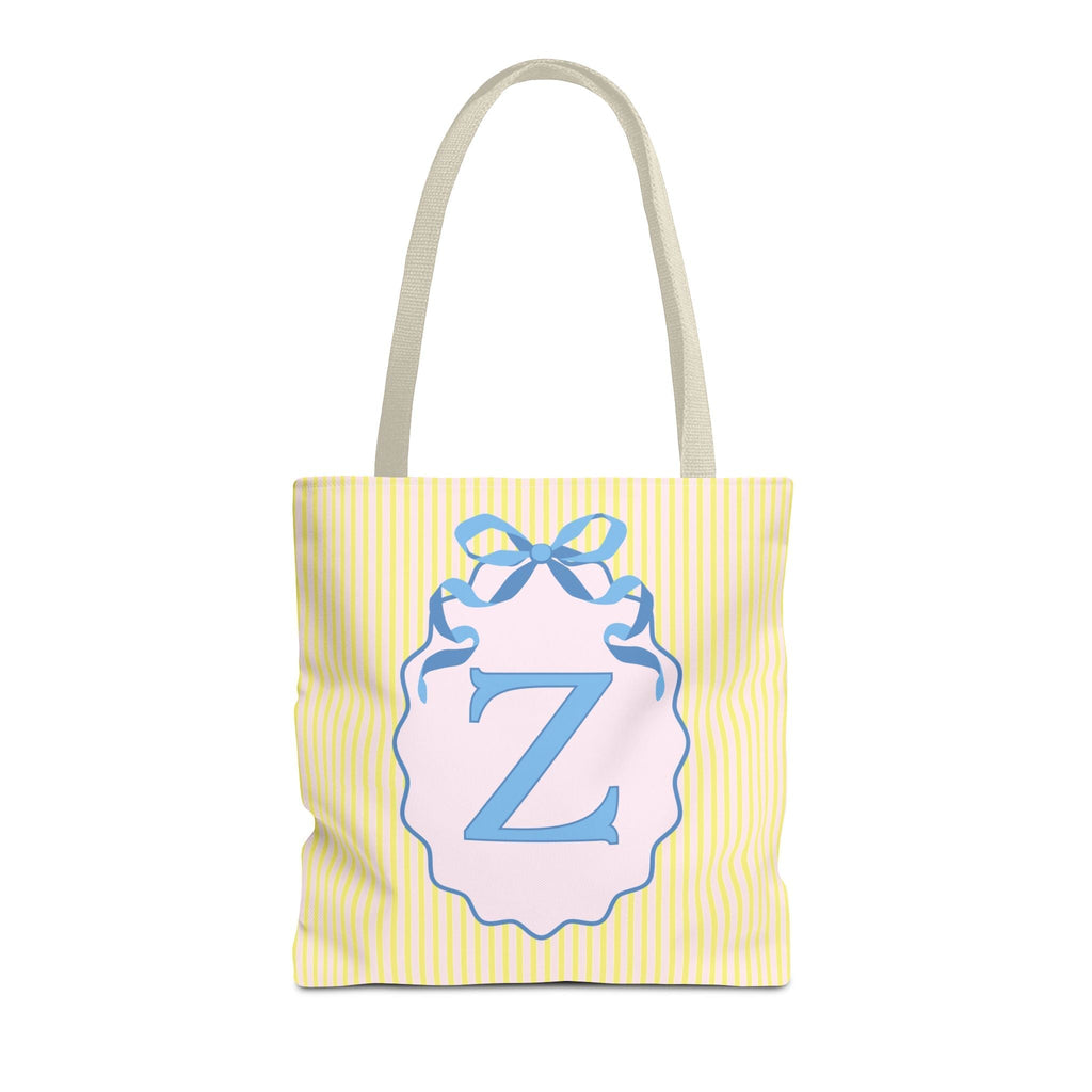 Peppy Initial Tote Bag with Initial and Cute Bow, Boho Hydrangea Flowers: Z