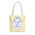 Peppy Initial Tote Bag with Initial and Cute Bow, Boho Hydrangea Flowers: Z