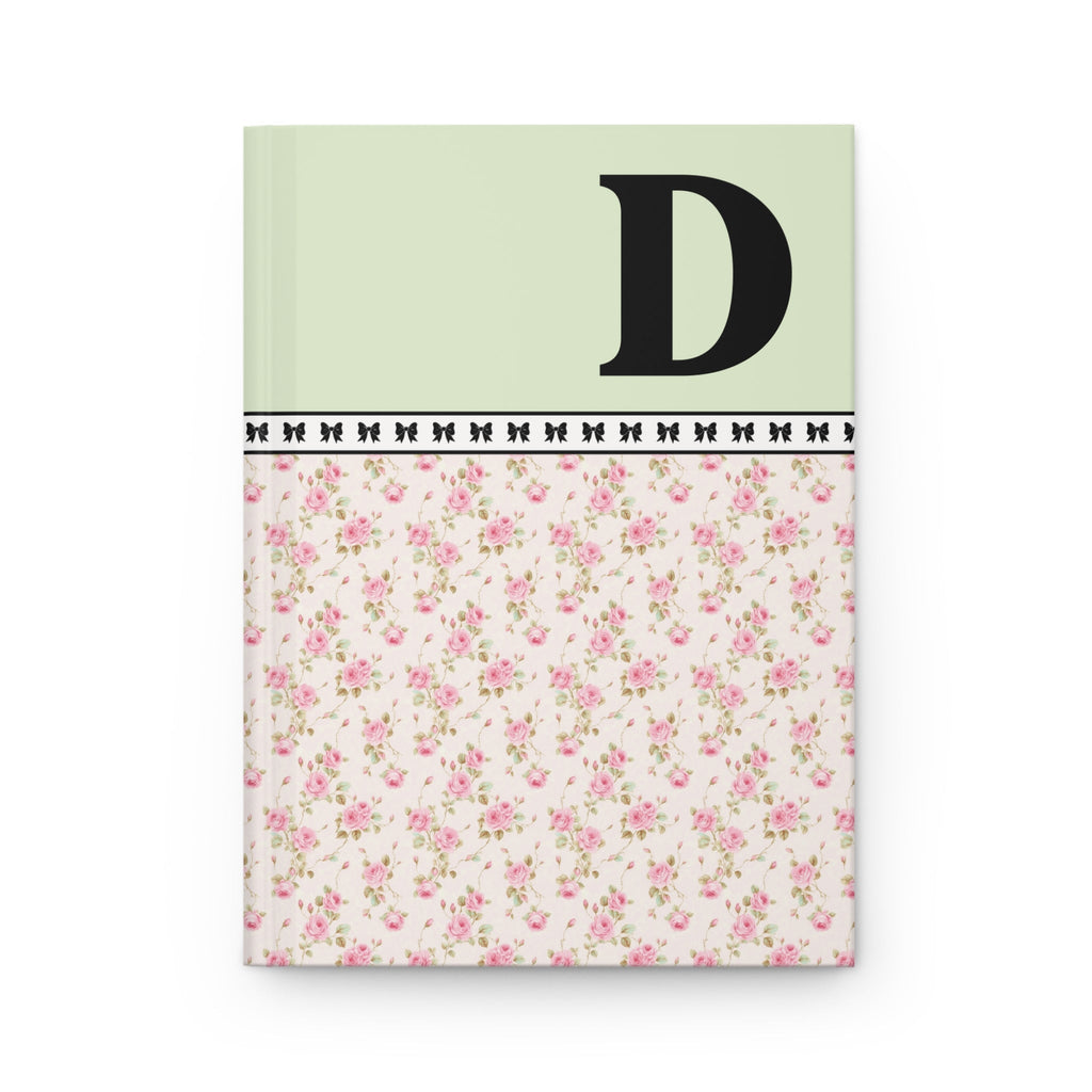 Pink Floral Notebook with Initial and Bows: D