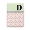 Pink Floral Notebook with Initial and Bows: D