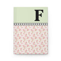 Pink Floral Notebook with Initial and Bows: F