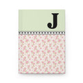 Pink Floral Notebook with Initial and Bows: J