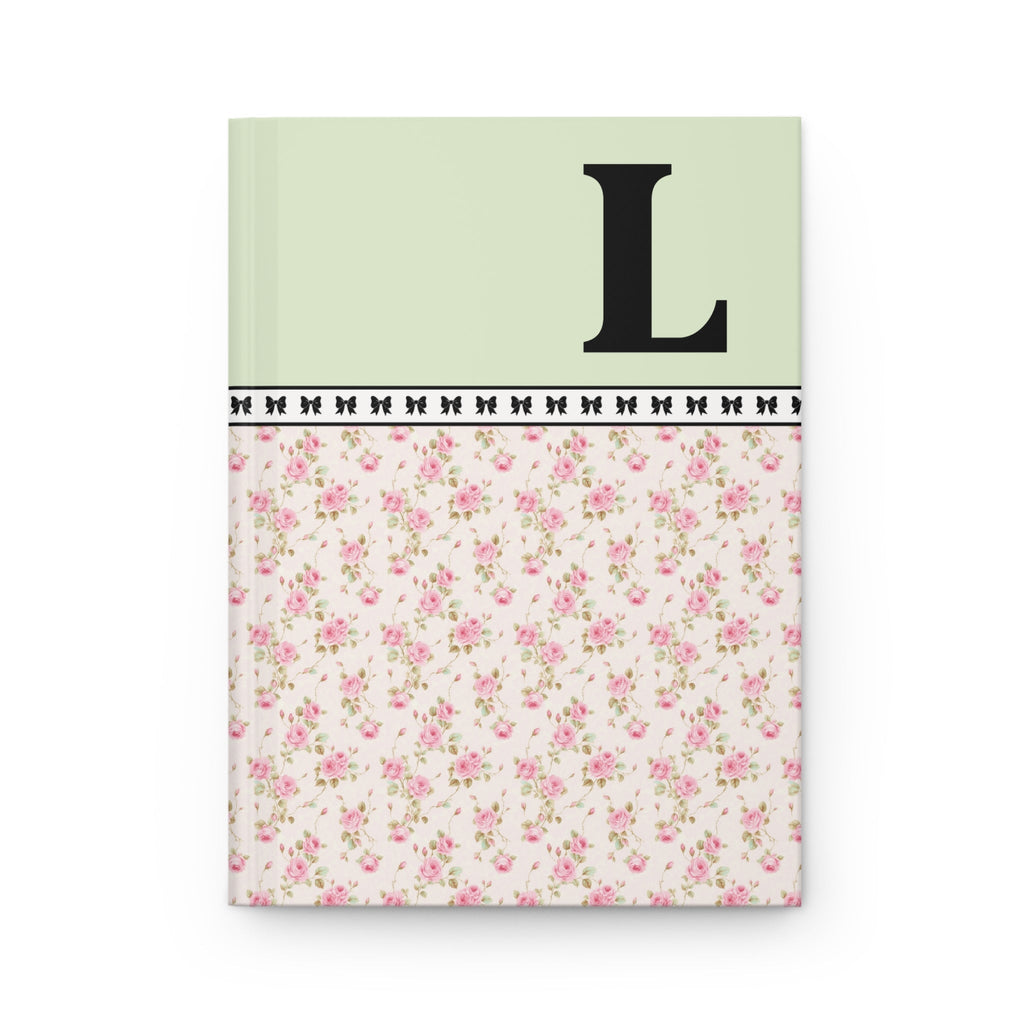 Pink Floral Notebook with Initial and Bows: L