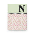 Pink Floral Notebook with Initial and Bows: N